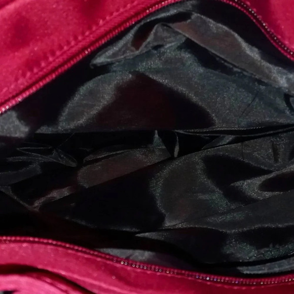 Burgundy Microfiber Shoulder Purse - Picture 3 of 8